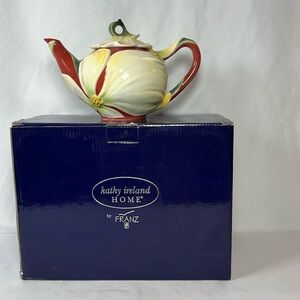 Kathy Ireland Floral Ceramic Teapot - NIB